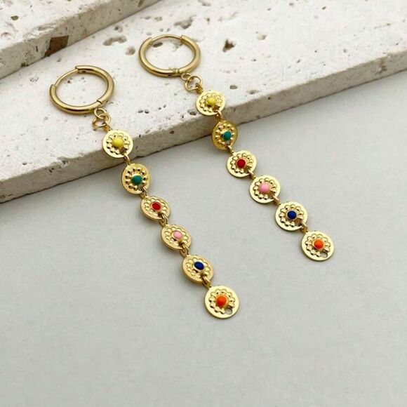 Multi-Color Dangle Earrings A981 - Picture 1 of 3